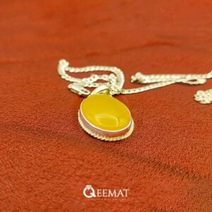 Oval Shape Yellow Agate Pendant for Boys & Girls - 925 Sterling Silver
