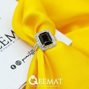 Black Zirconia Gemstone Party Ring for Women - 925 Sterling Silver