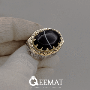 Black and White Agate Ring Design for Men's Wedding Event