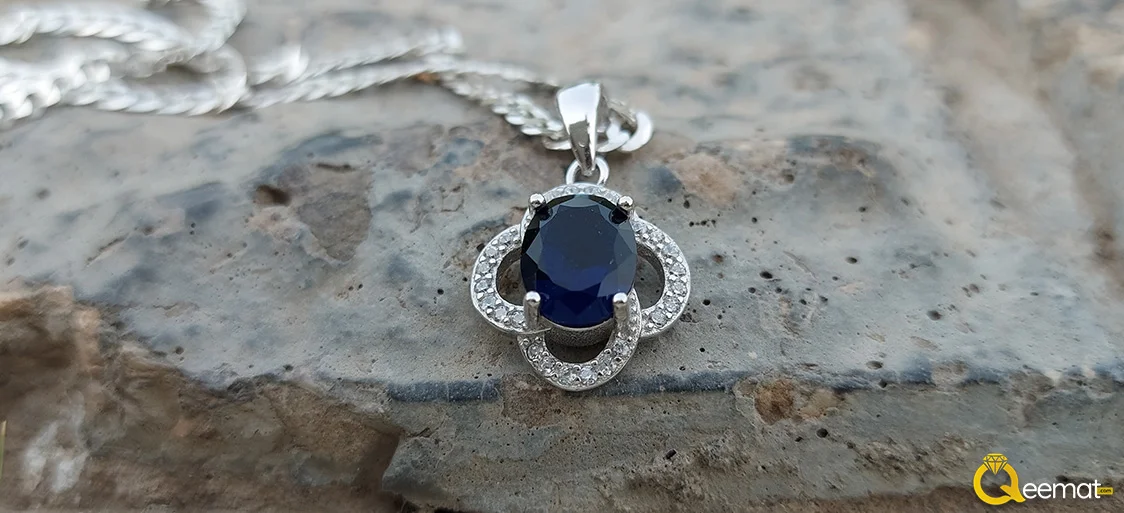 Blue Gemstone Silver Pendant Necklace Blue Gemstone Silver Pendant Necklace