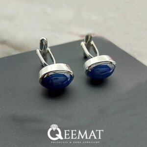 Blue Star Sapphire Cufflinks in 925 Sterling Silver for Men's
