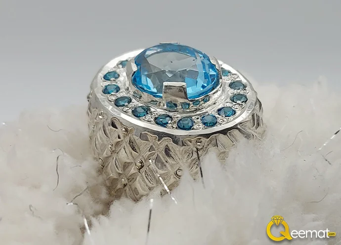 Beautiful Blue Topaz Pure Silver Ring