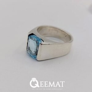 Handmade Natural Sky Blue Topaz Ring Made in 925 Silver