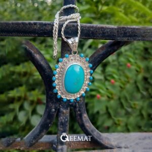 Blue Turquoise Wedding Necklace - Large Stone Art Deco Design