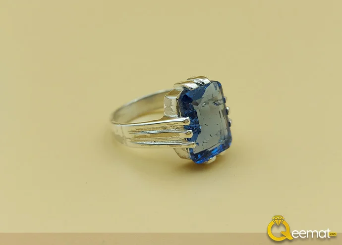Blue Zircon Stone Pure Silver