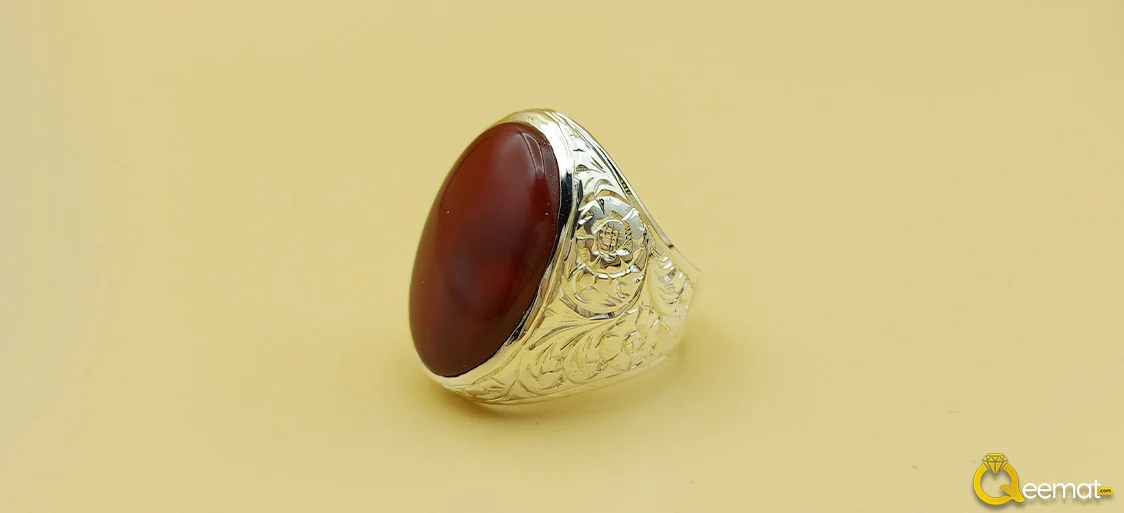 Buy Flower Art Silver Ring Design With Real Agate