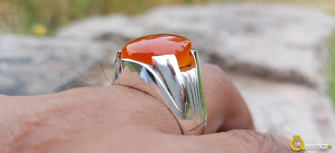Cancer Star Stone Brown Real Agate Silver Ring For Men's