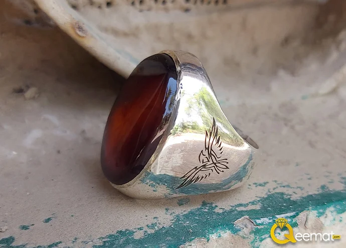 Dark Brown Agate Ring For Boys