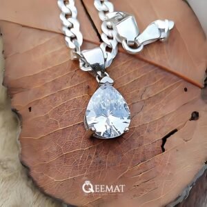 Pear Shape Zircon Necklace Made of Sterling Silver for Women