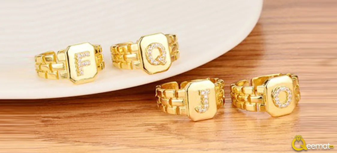 Design Of Alphabet Ring With Zircon Stones Design Of Alphabet Ring With Zircon Stones