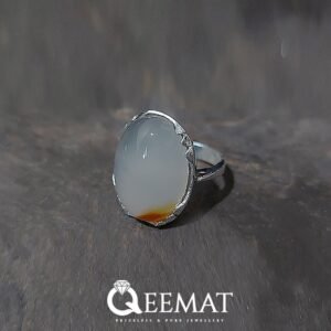 Simple White Milky Agate Silver Ring For Women - Handmade Rings
