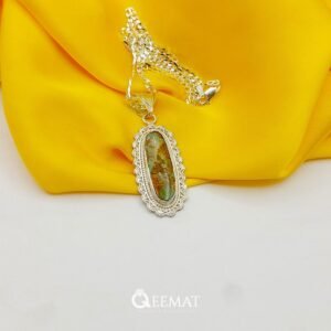 Ellipse Shape Scenic Turquoise Necklace - Long Wedding Event Pendant