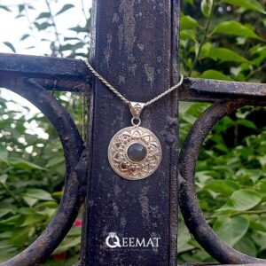 Black Ethiopian Fire Opal Necklace - Round Cut Silver Pendant