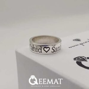Silver Band Ring with Name – Custom Engraved Couple Name Ring Band