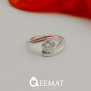 Simple Friendship Sterling Silver Ring with Moissanite Stone