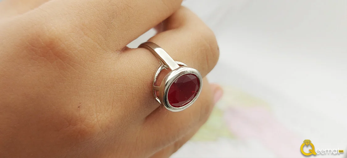 Gold Plated Pure Silver Ring With Ruby Gemstone Gold Plated Pure Silver Ring With Ruby Gemstone