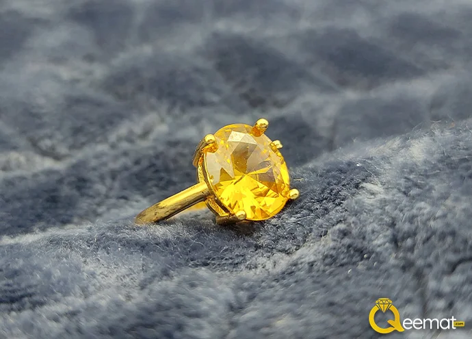 Gold Plated Pure Yellow Sapphire Stone Ring
