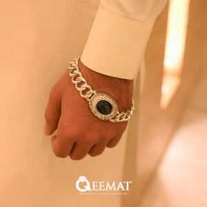 Natural Black Opal Handmade Chain Bracelet Made of Silver