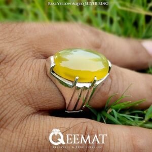 Imran Khan Natural Yellow Agate Silver Ring - Handcrafted Men's Ring