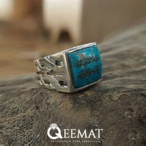 Turquoise Signet Ring for Men - Pure 925 Sterling Silver Feroza Ring