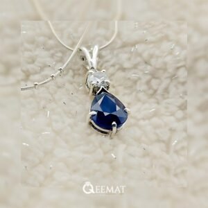 Pear Shape Blue Sapphire Engagement and Party Wear Locket - 925 Sterling Silver