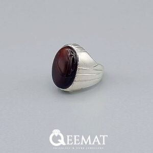 Natural Yemeni Agate Stone Ring for Men - Made of Silver