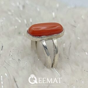 Natural Coral Ring of 925 Sterling Silver for Ladies