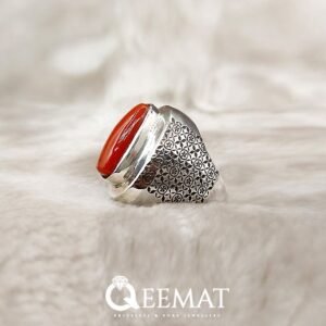 Silver Vintage Coral Ring for Men's - Marjan Stone Silver Ring
