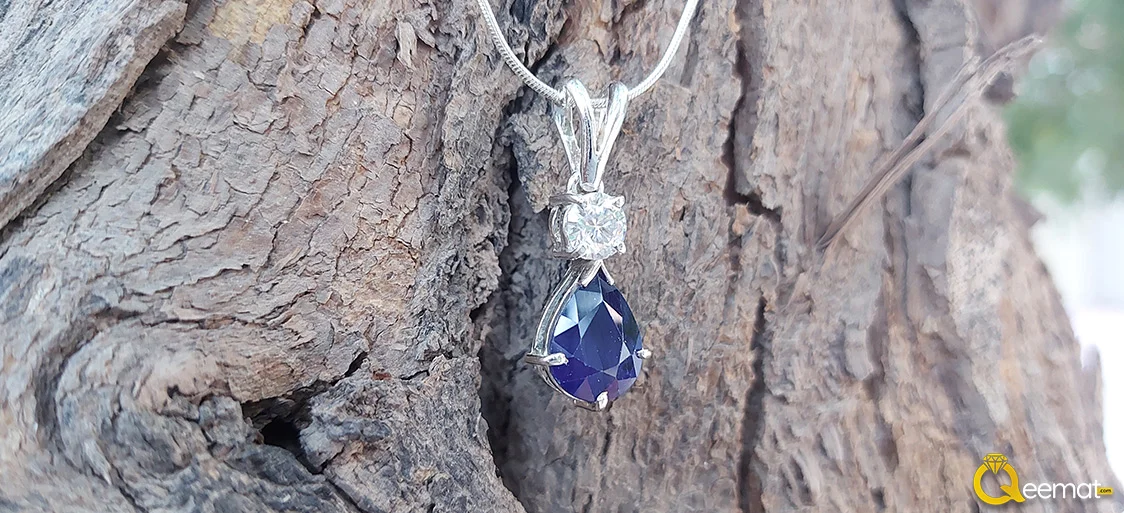 Moissanite And Sapphire Stones Locket Design Moissanite And Sapphire Stones Locket Design