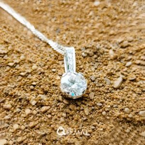 Silver Made Moissanite Necklace With A Chain For Girls (Silver Made Pendant)