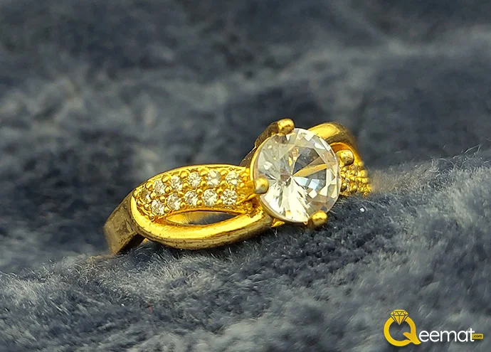 Moissanite Stone Pure Silver Ring With Small Zircon Stone