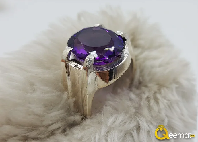 Natural Amethyst Stone Ring For Men's
