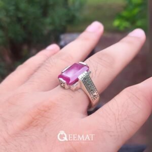 Ruby Engagement Ring for Men - Sterling Silver Ruby Stone Ring