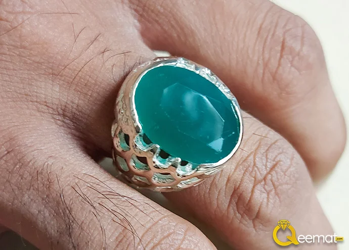 Natural Zamurd Stone Made Pure Silver