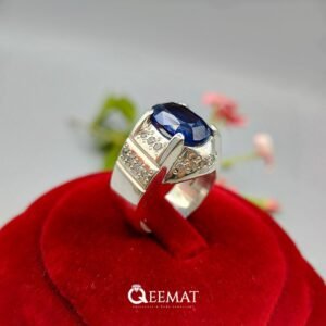 Handcrafted Blue Sapphire Ring For Men - Made in 925 Silver