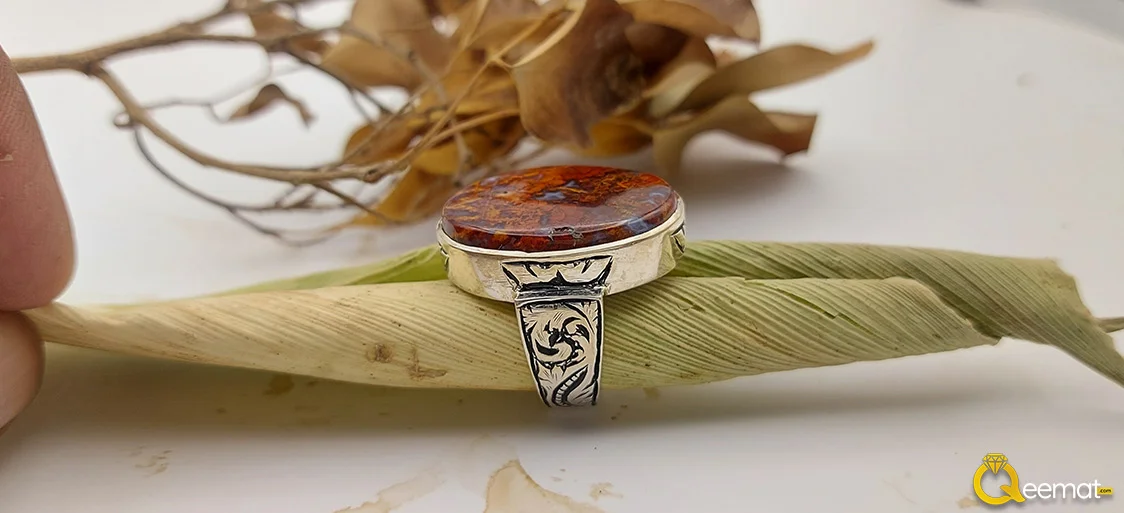 Plume Agate Silver Ring For Men's Plume Agate Silver Ring For Men's