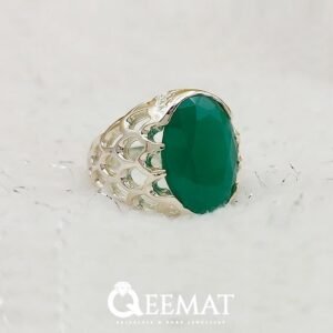 Oval Cut Emerald Ring Of Sterling Silver - Beautiful Design for Men