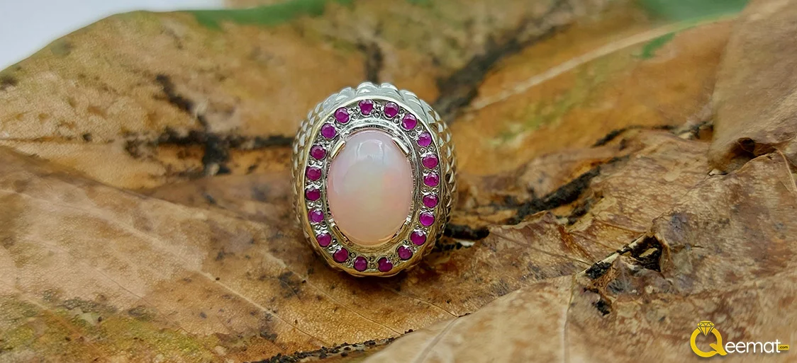 Natural Opal Silver Ring For Boy