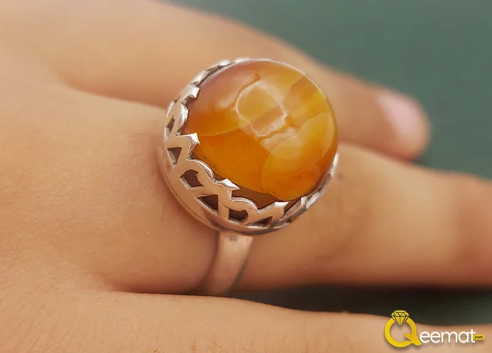 Natural Agate Ring Made Of Silver