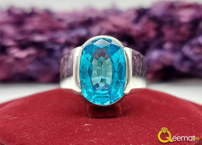 Natural Blue Topaz Stone Ring For Men Natural Blue Topaz Stone Ring For Men