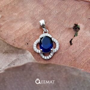 Natural Blue Sapphire Pendant for Women With a Silver Chain