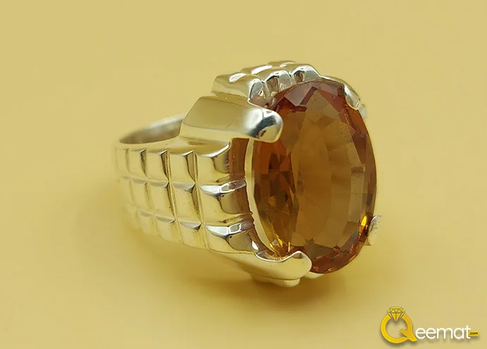 Pure 925 Silver Ring Of Pukhraj Stone