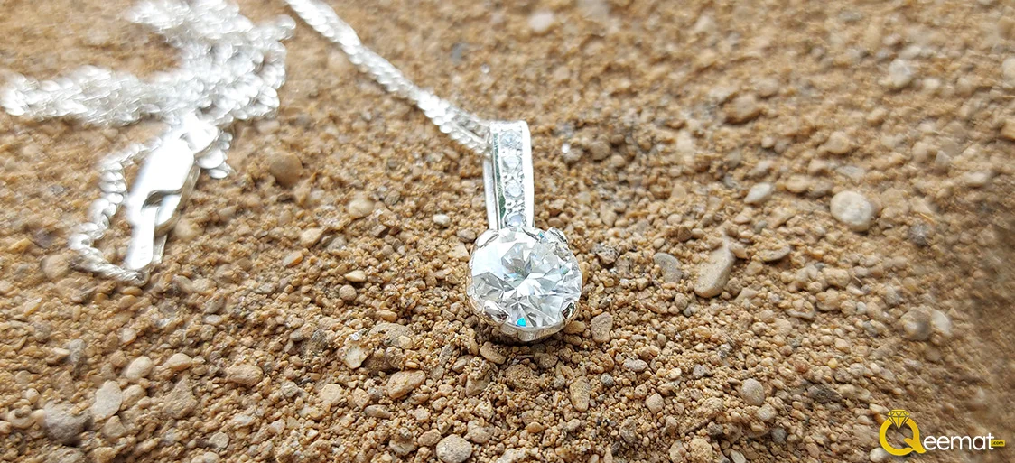 Pure Silver Made Moissanite Necklace For Fiancé Online Order