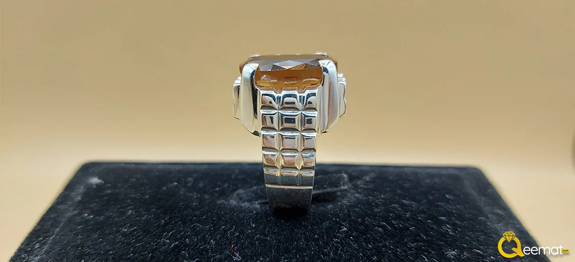 Pure Silver Ring Design With Topaz Stone