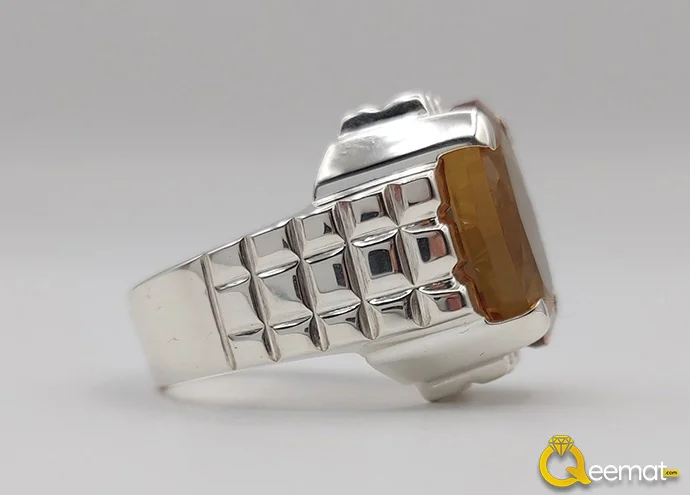 Pure Silver Ring Of Pukhraj Stone