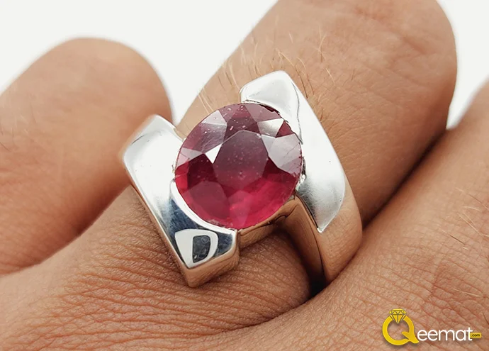 Pure Silver Ring With Garnet Stone