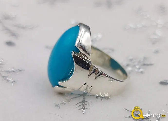 Real Turquoise Firoza Ring Design For Men Made Of Pure 925 Silver Online Order