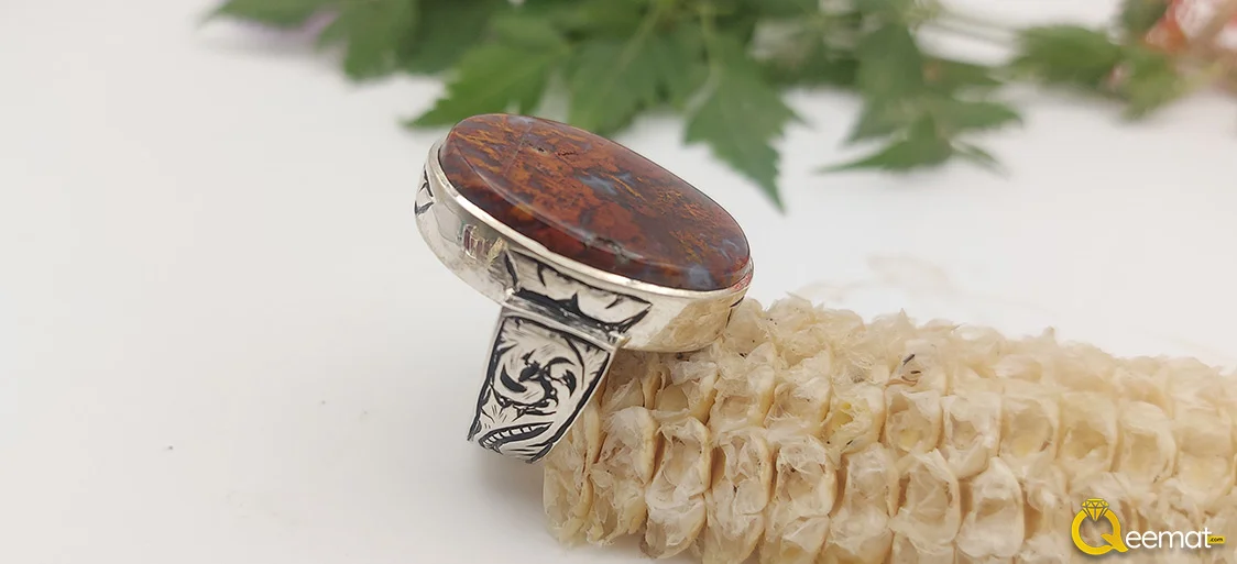 Plume Agate Silver Ring For Men's Plume Agate Silver Ring For Men's