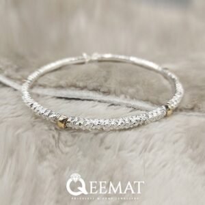 The Best Design of Men's Kada Silver Made with Golden Bar Style