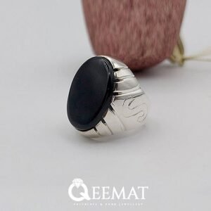 Alphabet Engraved Ring with Agate Stone - 925 Sterling Silver